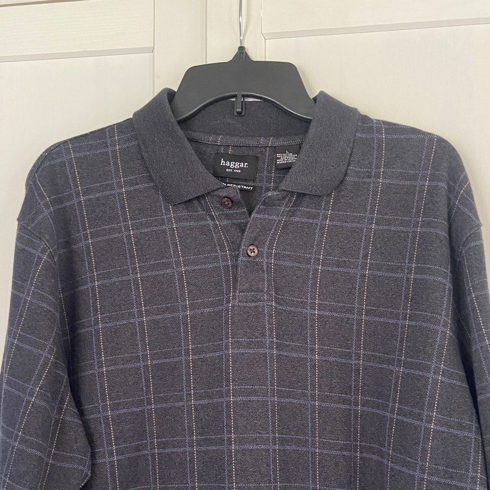 Haggar Men's Long-Sleeve Plaid Polo